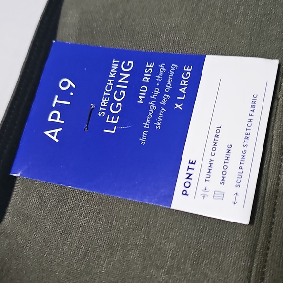 Apt. 9 Olive Green Pleated Skinny Ponte Pants Size XL New - Picture 3 of 7